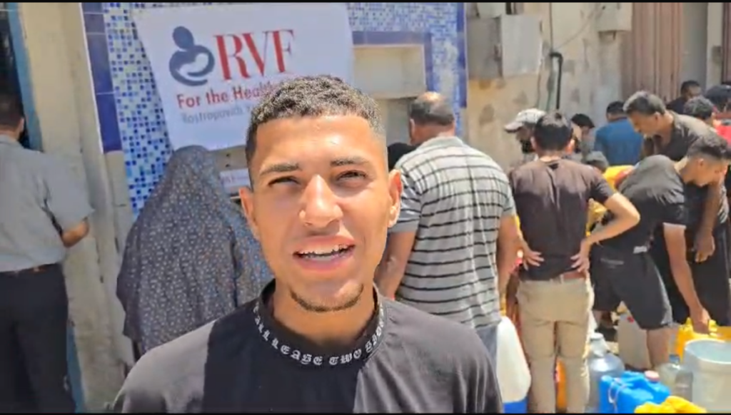 Interview with young man in Khan Younis, Gaza collecting safe, potable water